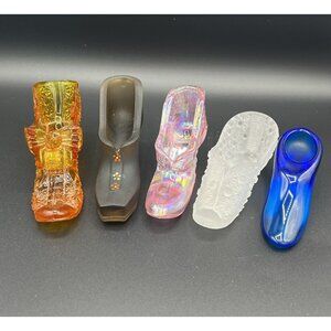 VTG Art Glass Slippers Shoes Fenton LE Smith Westmorland Other - Set Of 5